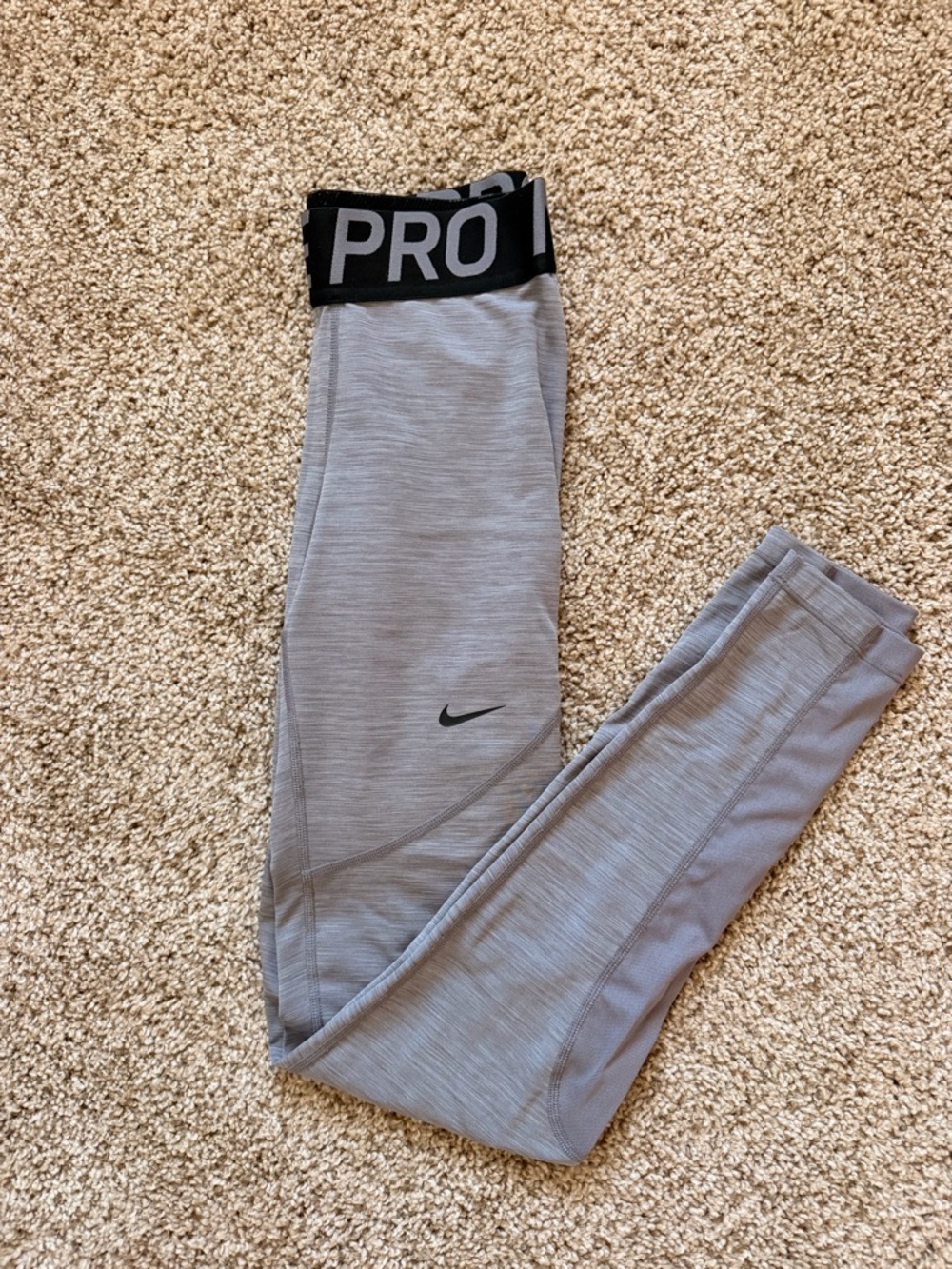 Nike Gray Performance Leggings with Black PRO Waistband
